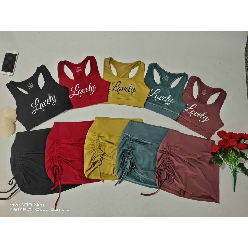 Bộ tập gym-aerobic lovely tặng kèm mút xịn