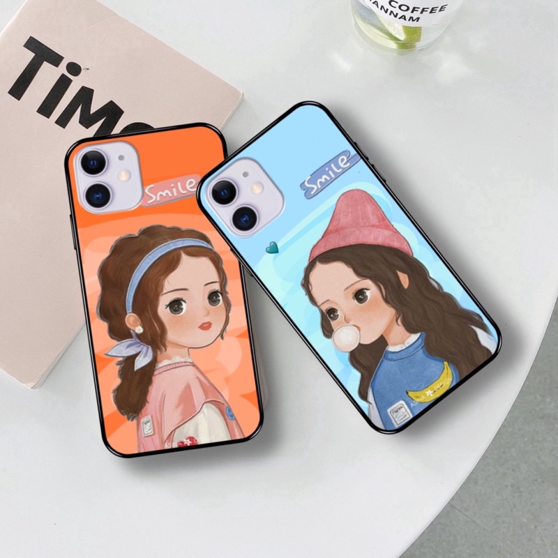 Ốp lưng iphone hình cô gái smile nhám viền đen 5/5s/6/6plus/6s/6splus/7/7plus/8/8plus/x/xr/xs/11/12/pro/max/plus/promax