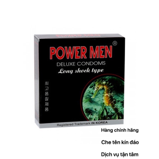 Bao cao su POWER MEN Cá Ngựa Long shock type hộp 3 cái