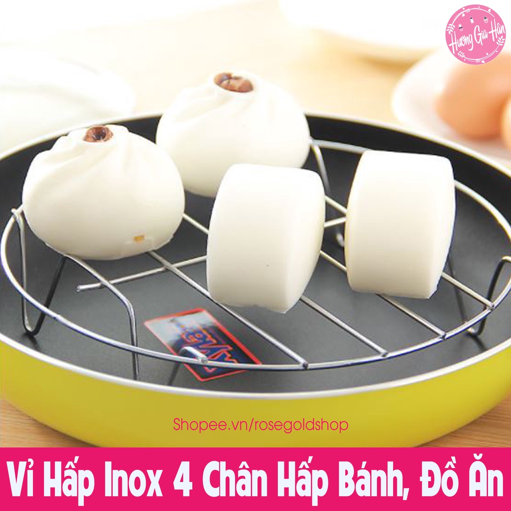 Vỉ Hấp Inox Đa Năng Size 20*5 cm 4 Chân Hấp Bánh, Bánh Bao, Đồ Ăn