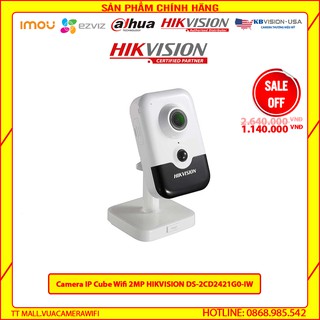 Camera ip cube 2mp hikvision ds-2cd2421g0-iw hỗ trợ thẻ nhớ bảo hành 2 năm