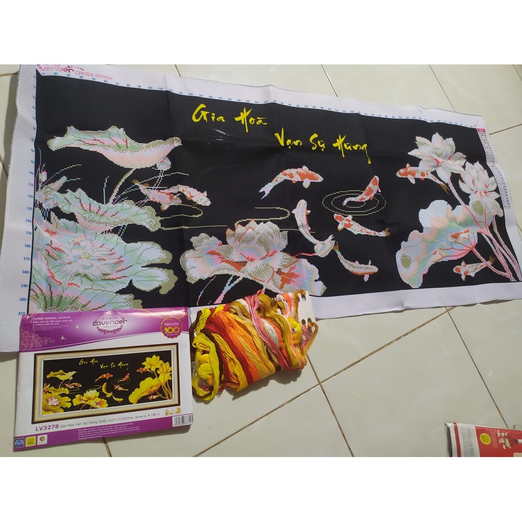 [Xả kho] Tranh đính đá Gia Hòa Vạn Sự Hưng - KT: 105x50cm - Tranh chưa gắn đá