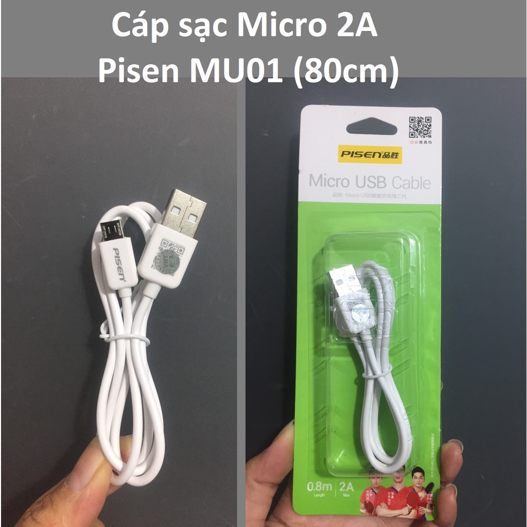 Cáp sạc Micro dòng 2A cho điện thoại Android Pisen MU01 (80cm)