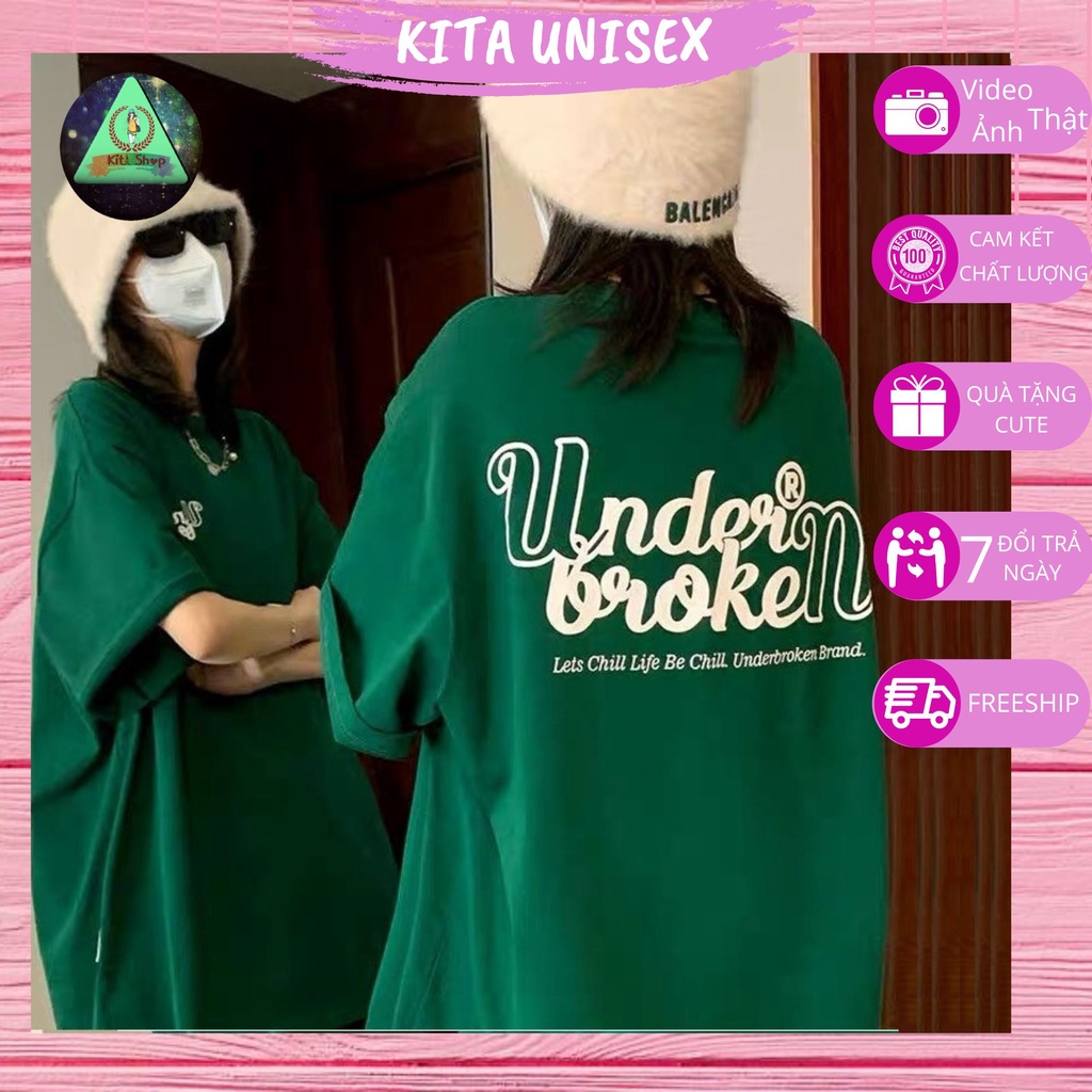 (FullTag cổ - tay áo) Áo Thun Nam Nữ Tay Lỡ Form Rộng Ulzzang Kita Unisex - Under Broken [Fullsize - Ảnh/Video Thật]