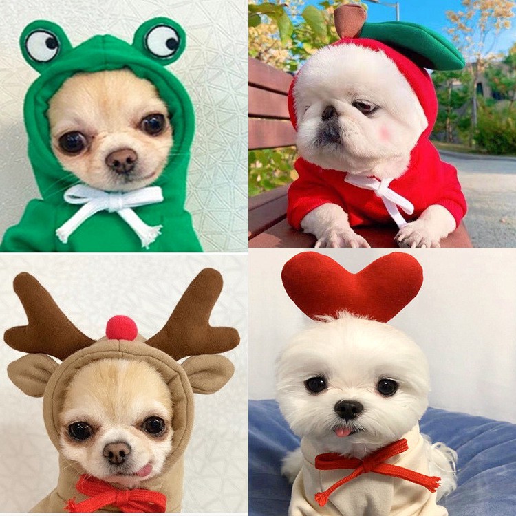 Áo hoodie hóa trang tuần lộc Giáng Sinh ấm áp mùa đông đáng yêu thời trang dành cho thú cưng cỡ nhỏ và vừa