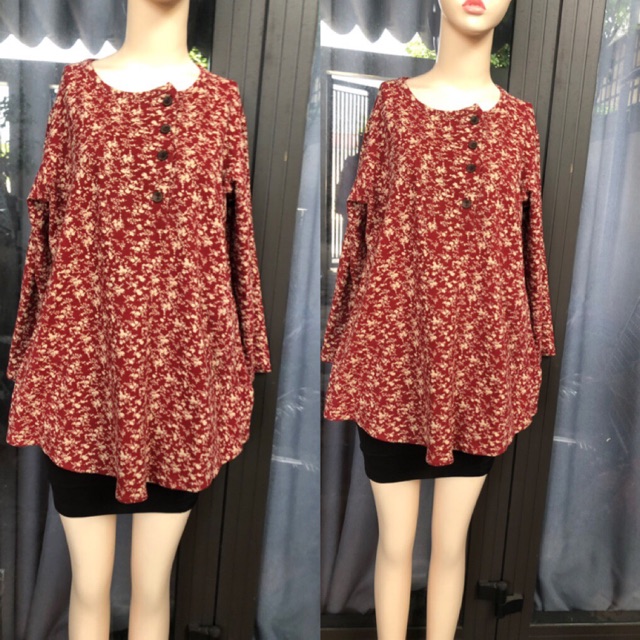 Áo dáng xoè form  dài họa tiết hoa nhi