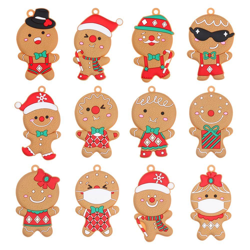 CONOPERY Bộ 12 Đồ Trang Trí Cây Thông Giáng Sinh Bằng PVC Hình Người Bánh Gừng
