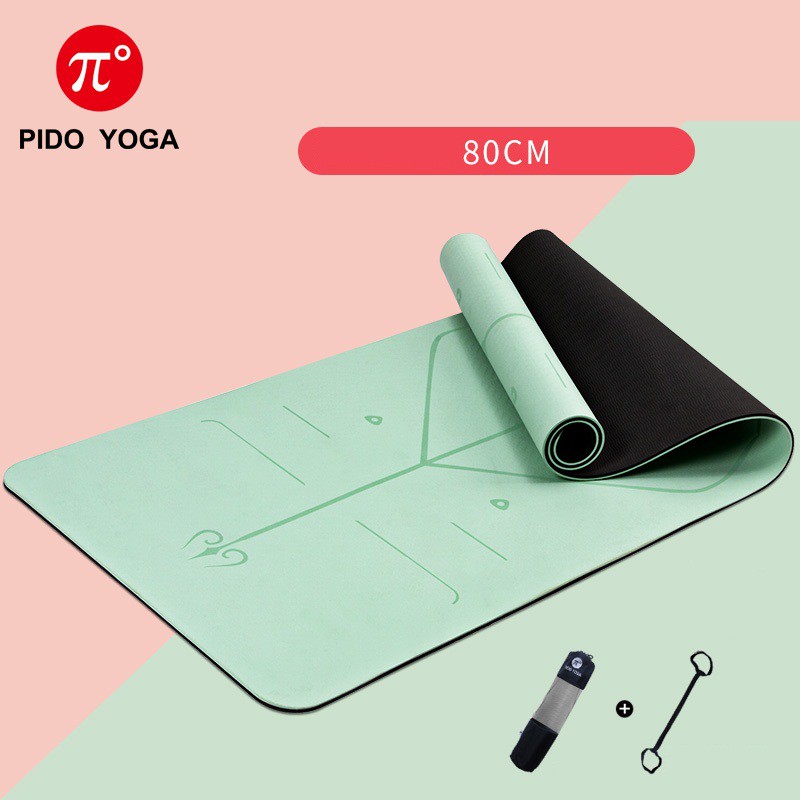 Thảm Yoga định tuyến Pido dày 8mm Cao Cấp Chống trơn trượt - Tặng kèm túi đựng