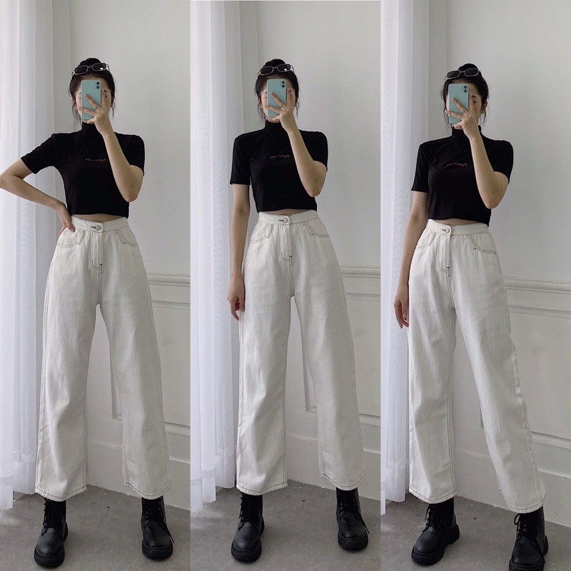 [ẢNH THẬT ĐỘC QUYỀN REPLEI1986] Quần jeans suông 667 trắng