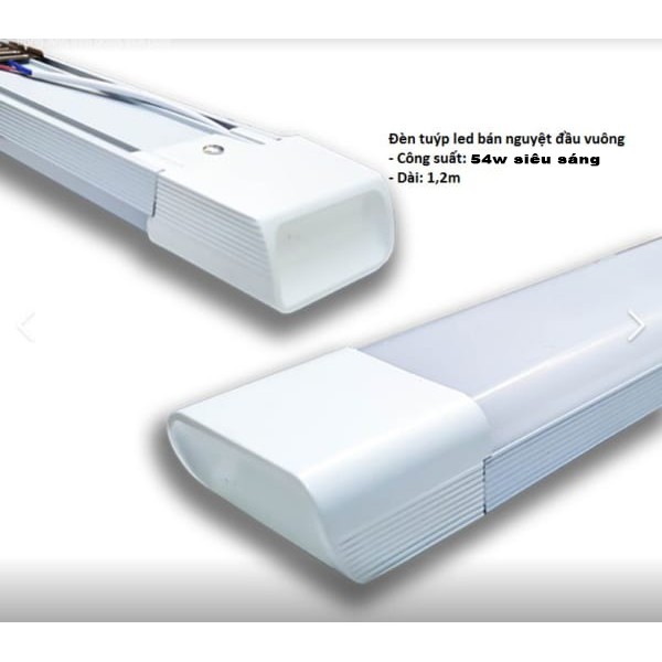 Đèn tuýp LED bán nguyệt 1m2 60W đầu vuông