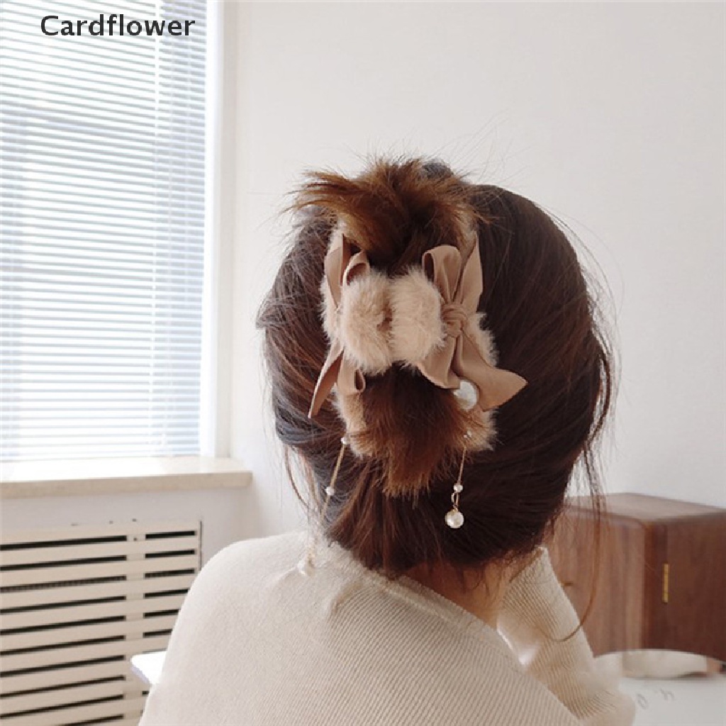 &lt; Cardflower &gt; Kẹp Tóc Càng Cua Dài Đính Ngọc Trai Lông Nhung Thời Trang Mới Cho Nữ