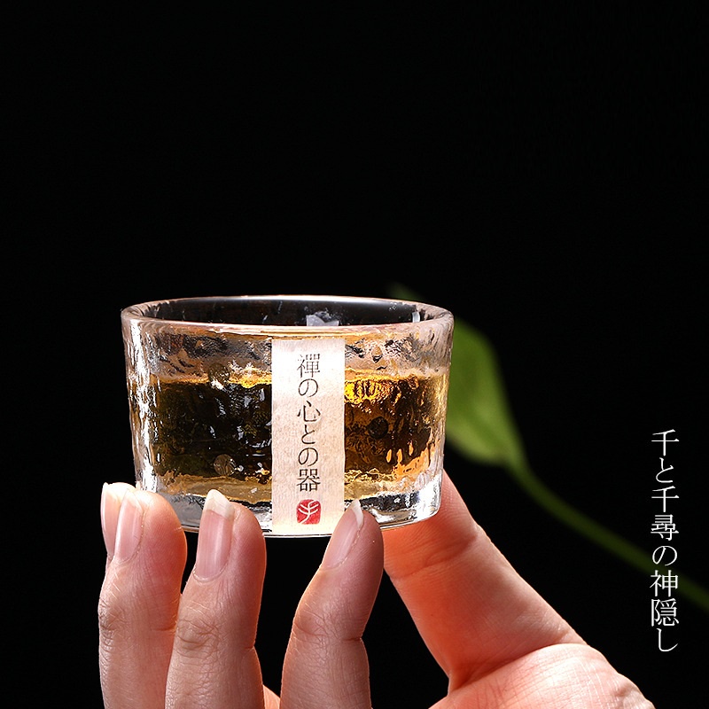 Chén Thủy Tinh Uống Trà Đạo Nhật Bản vảy vàng 18K