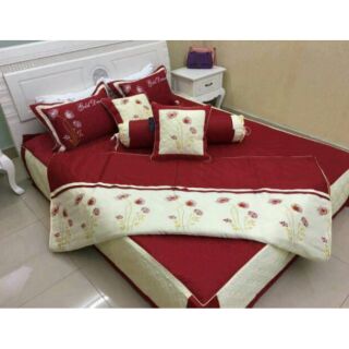Bộ chăn ga gối Satin cao cấp 5 vỏ gối