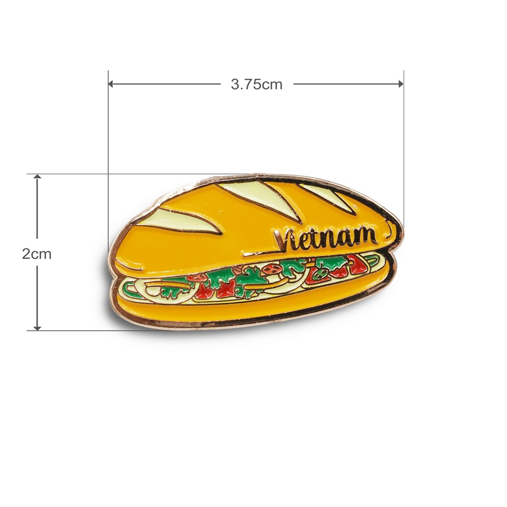 Combo 4 Pin Cài Áo Đồ Ăn Saigonir - Huy Hiệu - Ghim Cài Áo, Mũ, Balo, Túi Xách - Vietnam Souvenir -Quà Lưu Niệm Việt Nam