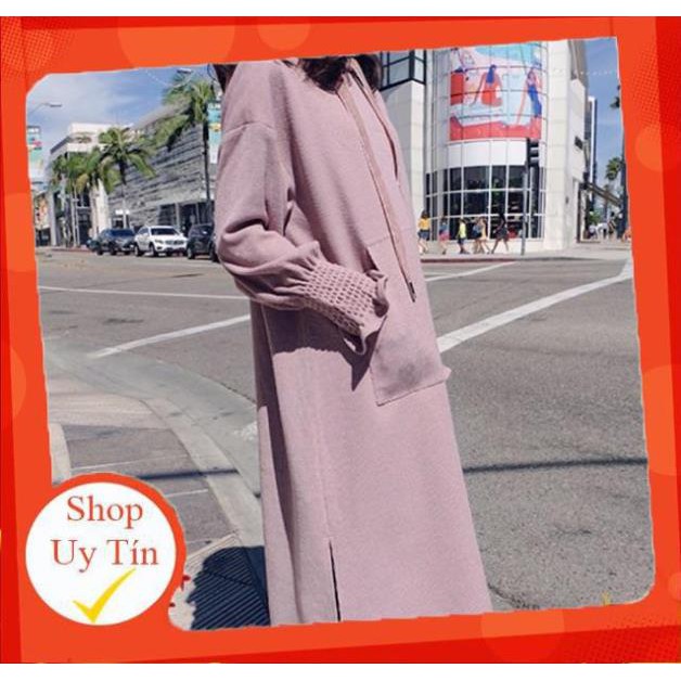 ✅ Váy bầu thu đông dành cho mẹ chất len dầy dặn, mũ hồng tạo điểm nhấn nữ tính cho vẻ ngoài B39