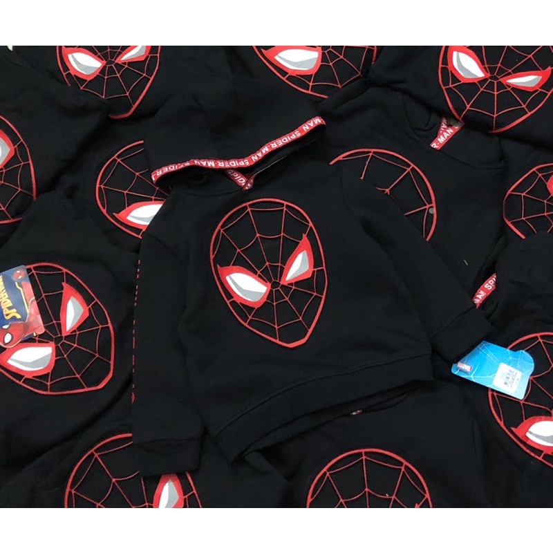 Áo nỉ hoodie Spiderman đen 10-24kg (có ảnh thật)