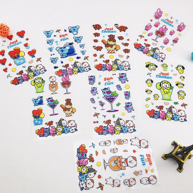 Sticker dán trang trí hình nhân vật BTS BT21 KPOP dễ thương