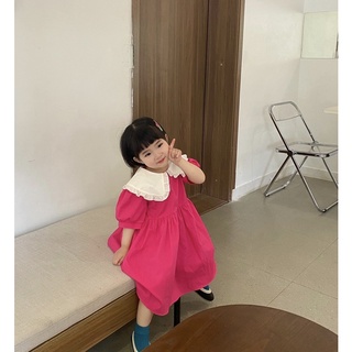 Váy Bé Gái CELINA V10 Đầm Trẻ Em Màu Hồng Chất Liệu Linen Mix Cổ Ren Rời Thiết Kế Phong Cách Hàn Quốc