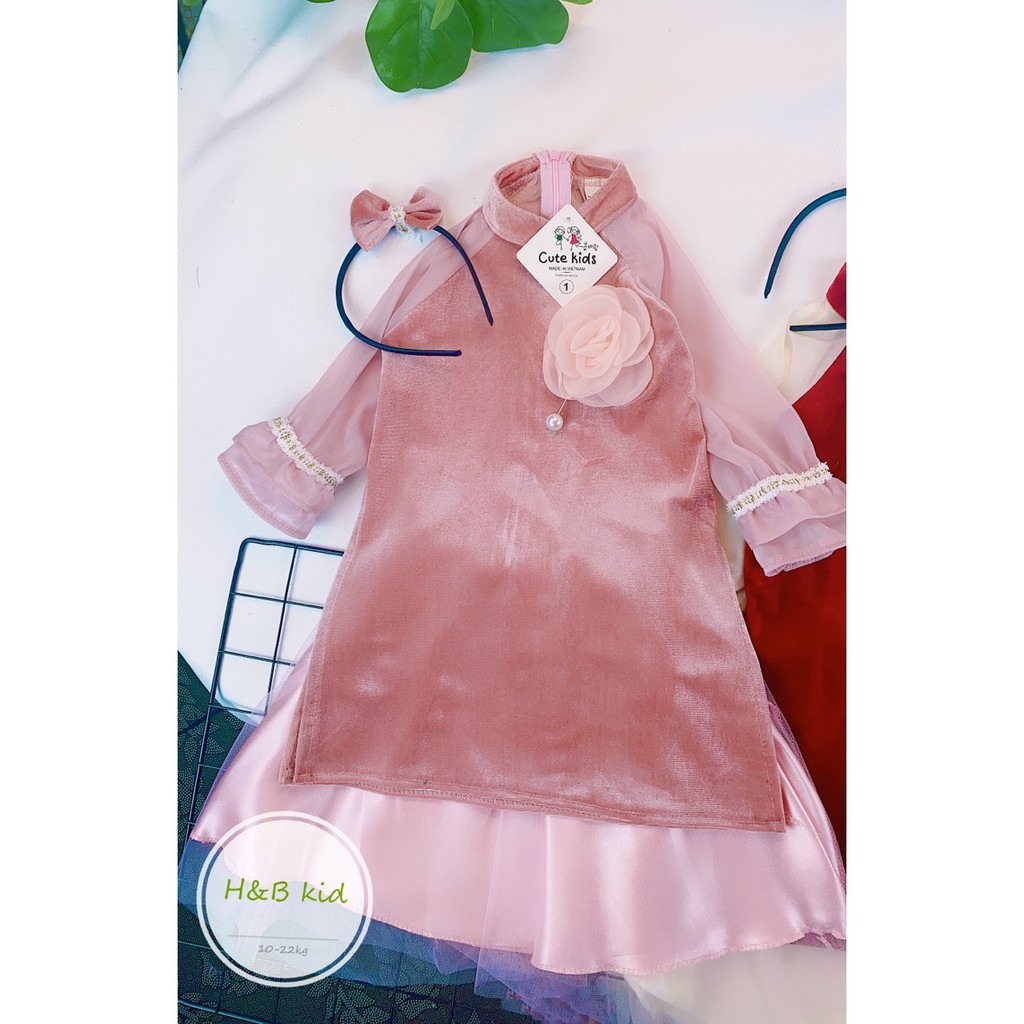 Áo dài bé gái 🎀chất nhung siêu đẹp