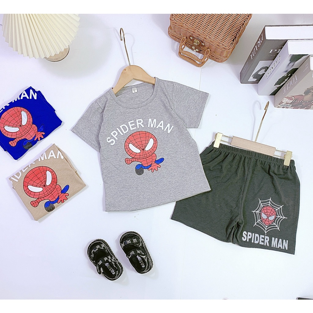 ( Size nhỡ 20~30kg) Bộ siêu nhân bé trai cộc tay chất cotton mềm