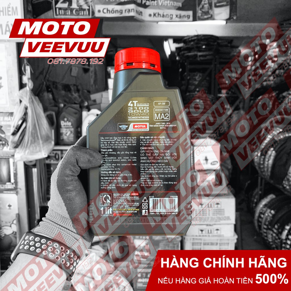 Dầu nhớt xe số Motul 3100 GOLD 4T 10W40 SM/SL MA2 800ml & 1 Lít Bán tổng hợp