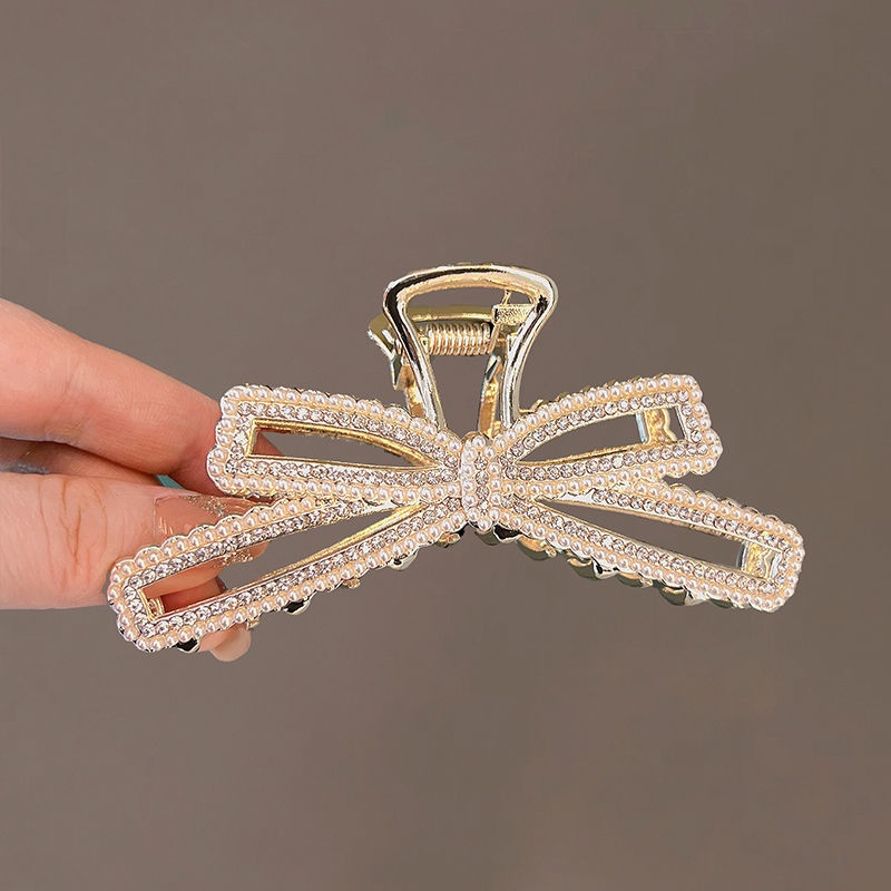 Kẹp Tóc Càng Cua Đính Ngọc Trai Giả Lưng Cao Thời Trang Xuân Hè Cho Nữ