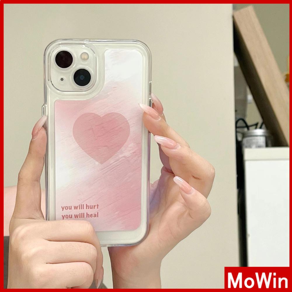 Ốp điện thoại silicone dẻo trong trái tim hồng thích hợp cho IPHONE 11 PRO MAX 13 PRO MAX 12 PRO MAX 7 PLUS XR XS MAX