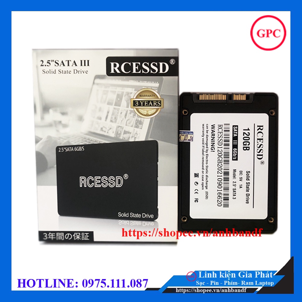 Ổ Cứng SSD 120Gb SATA 3 2.5&quot; RCESSD RCE Bảo hành 36 Tháng