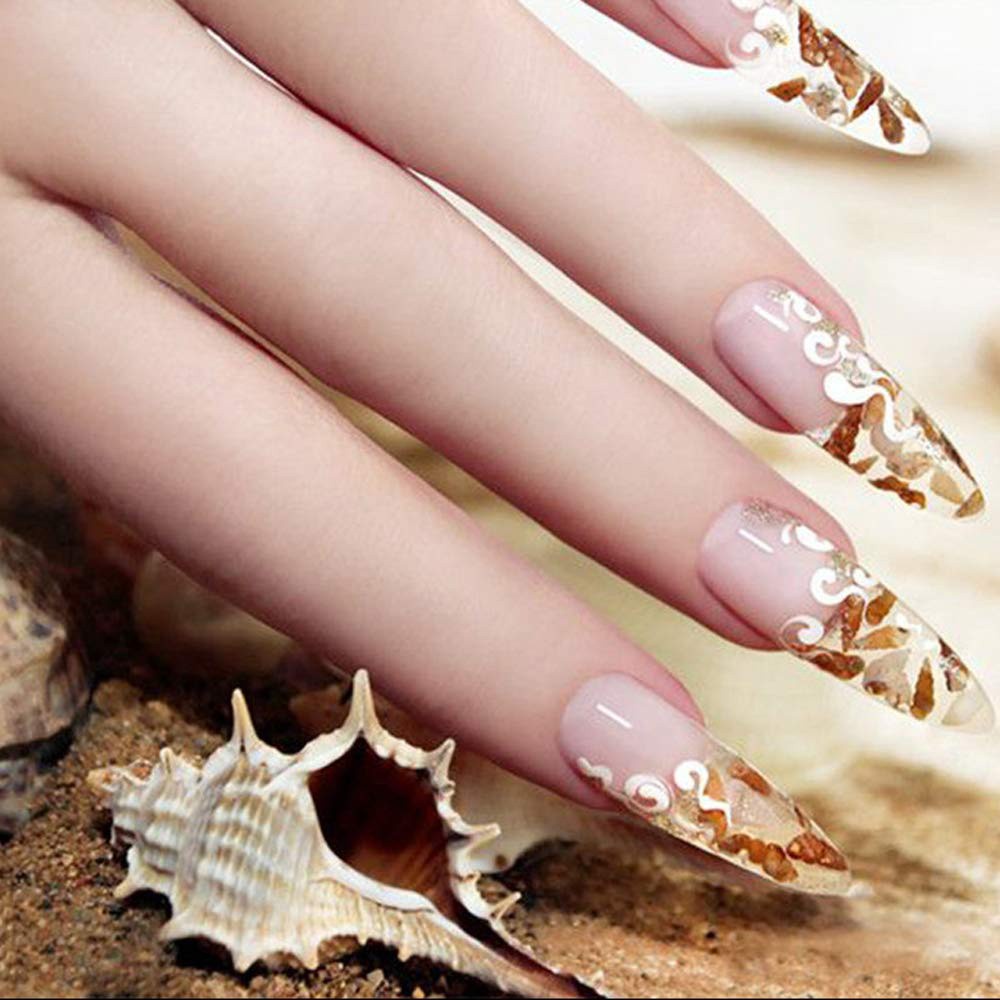 [Hàng mới về] Set 100 móng tay giả acrylic trong suốt để trang trí nối móng nghệ thuật