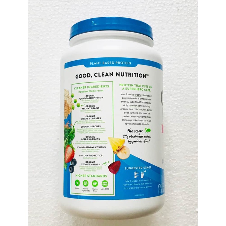 Bột Protein hữu cơ Orgain Organic Protein &amp; Superfoods 1220g Hương Vani