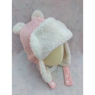 mũ lót lông kiểu phi công: màu hồng nhạt