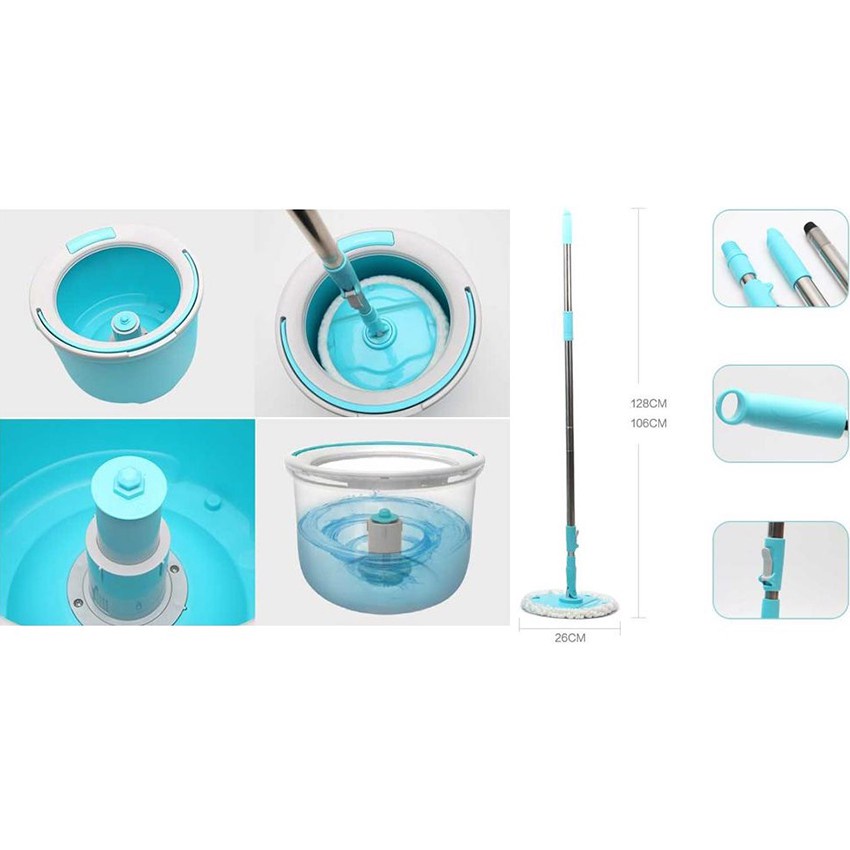 Bộ cây lau nhà xoay tay Lock&Lock corner spin mop ETM494 xanh dương - BABYHOPSG