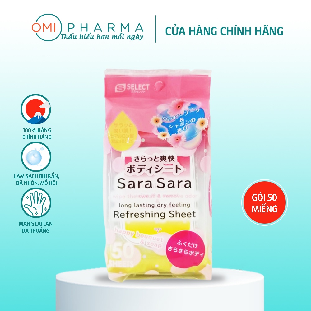 Khăn Ướt Dưỡng Ẩm, Làm Sạch Da, Dưỡng Da Mềm Mịn Sara Sara S Select (Hương Hoa Thiên Nhiên)