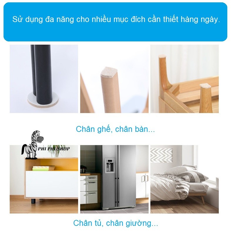 Vĩ 113 miếng lót chân ghế chân bàn bằng nỉ dày 5mm chống trượt tránh trầy xước sàn nhà Fasola PS-23