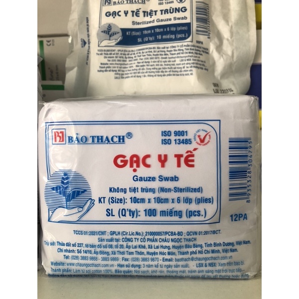 ❤️ Gạc y tế bảo thạch 10x10cm x 6 lớp, gạc phẫu thuật vết thương 10cm x 10cm 10x10cm x 6 lớp Bảo thạch
