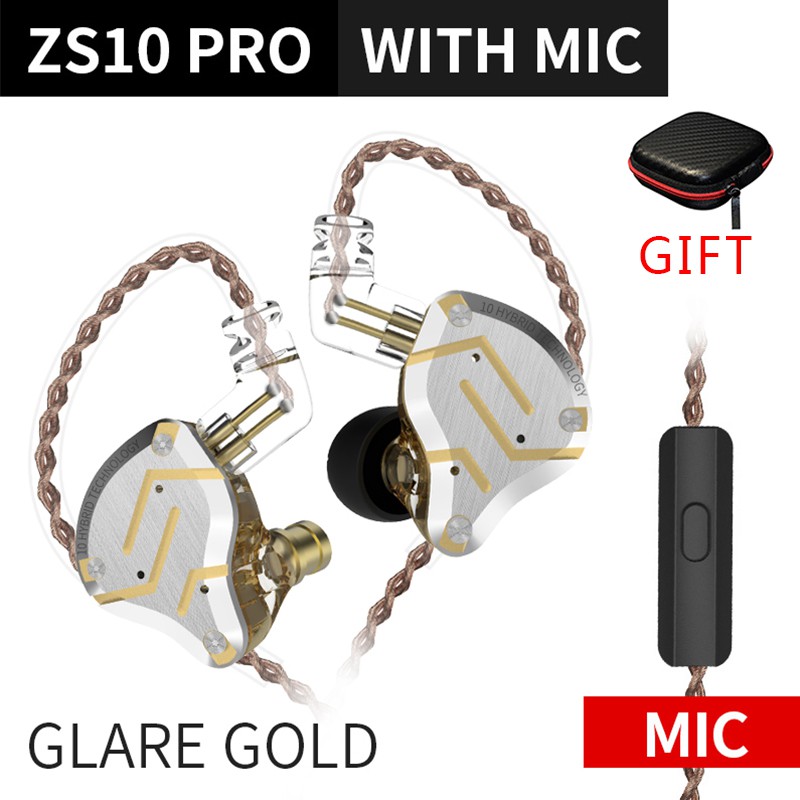KZ ZS10 Pro 4BA + 1DD Tai nghe lai Loa Tai nghe chơi game HIFI Âm nhạc Bass Tai nghe màn hình trong 