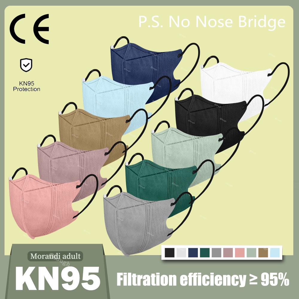 Set 10 Khẩu Trang 3D KN95 FPP2 Morandi 4 Lớp Dành Cho Người Lớn