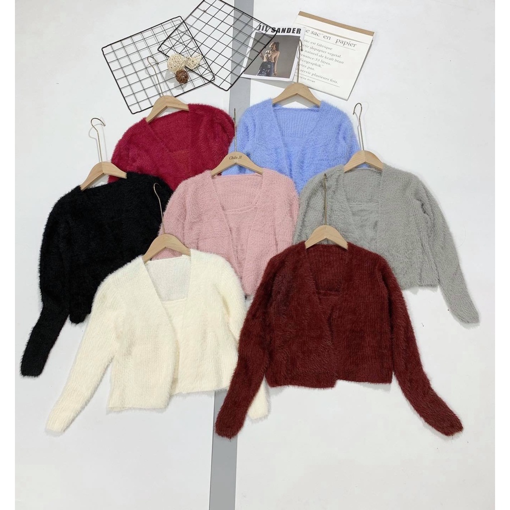 Set Áo Khoác Len Cadigan Kèm Áo Hai Dây Phong Cách Hàn Quốc Chamia | BigBuy360 - bigbuy360.vn