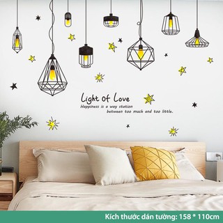 Decal dán tường, tranh dán tường phòng ngủ, các miếng decan cho bé dễ thương (Đèn Vàng)