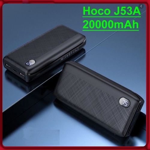 Sạc dự phòng chính hãng, pin dự phòng Hoco J53A Exceptional 20000mAh 2 cổng output nhỏ gọn, sạc nhanh 2.1A Max