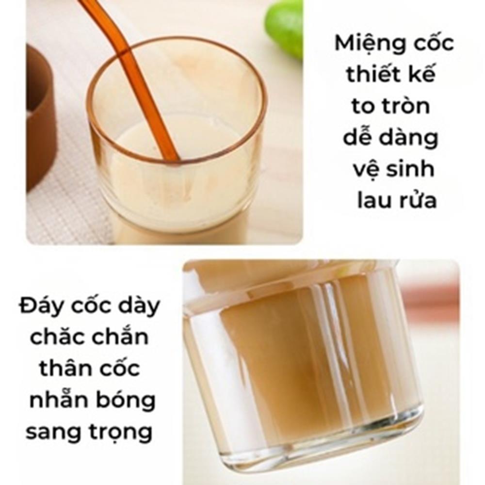Ly thủy tinh chịu nhiệt nóng lạnh (kèm Vỏ da + Nắp + Ống hút) 400ml KM22051