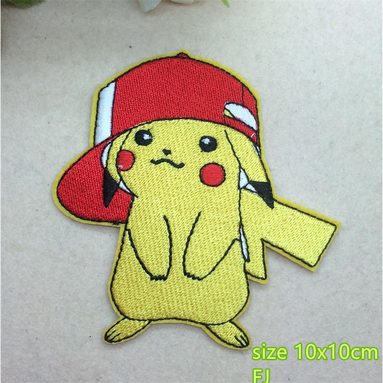 Miếng Dán Ủi Quần Áo Thêu Hình Pokemon Pikachu diy