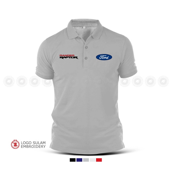 Áo Thun Polo Cotton Thêu Họa Tiết Sulam Ford Ranger Raptor Ecobot V6 Performance Thời Trang