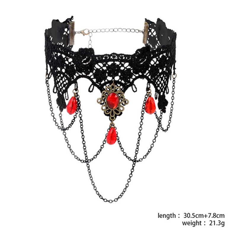 Vòng Cổ Choker Ren Phối Tua Rua Phong Cách Gothic Punk Cổ Điển