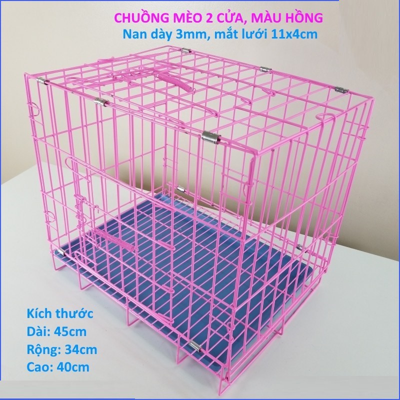 HN- Chuồng chó mèo dạng Lồng cho thú cưng gấp gọn sơn tĩnh điện dùng để làm chuồng nuôi chó mèo sd35 sd45 sd50