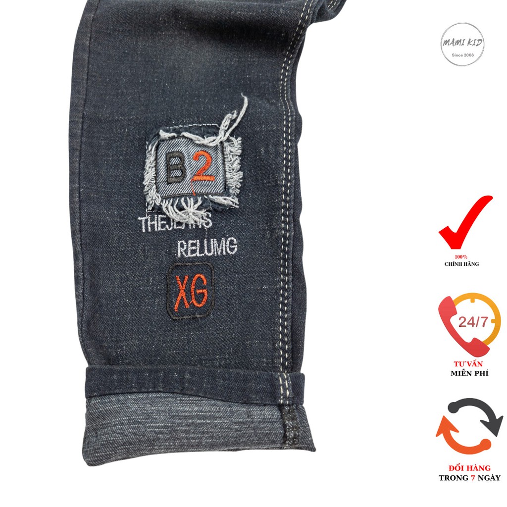 quần jean bé trai đi học Mami kid, chất jean mềm, co giãn tốt, đủ size 17-38kg