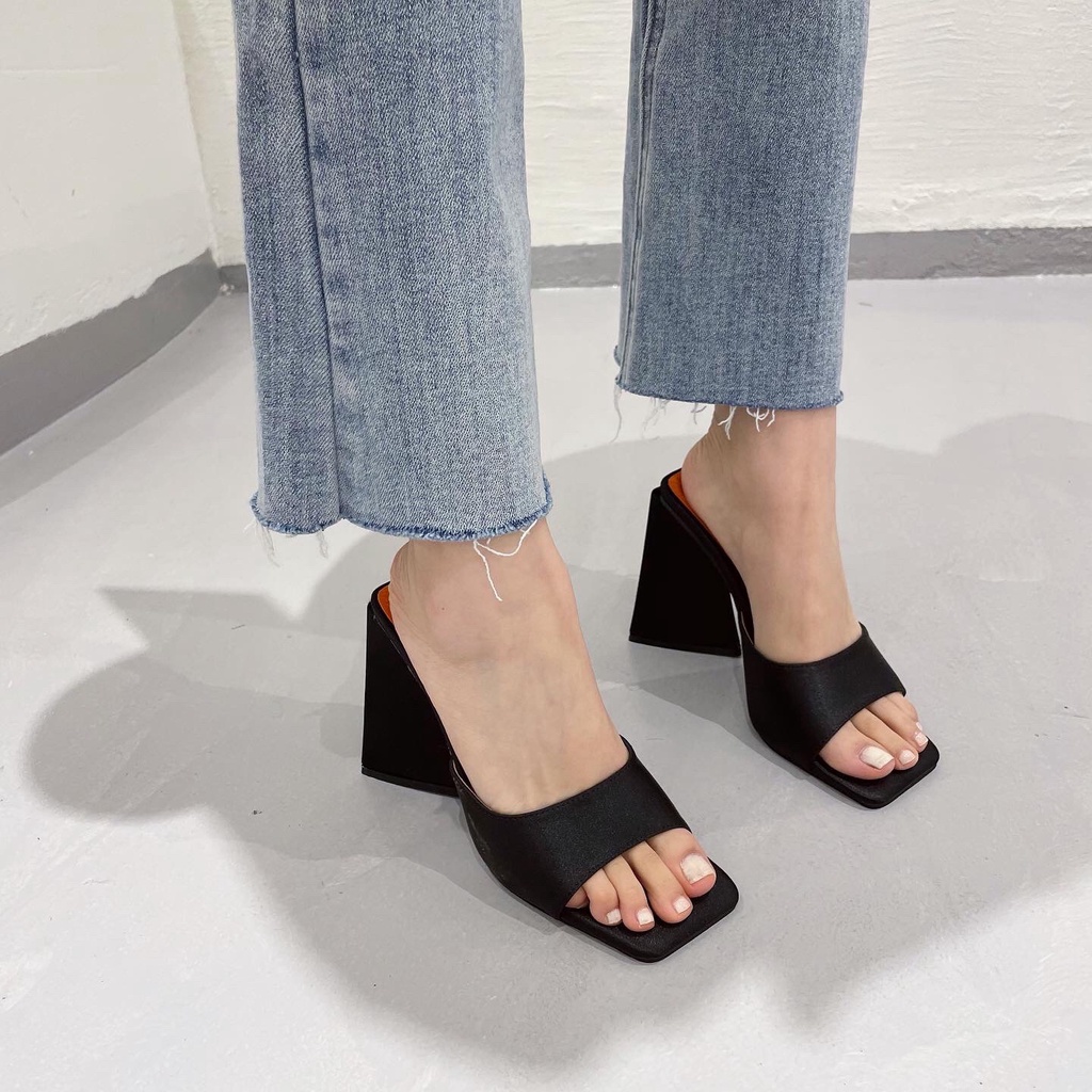 Guốc cao gót nữ gót tam giác 9 phân, guốc nữ gót tam giác 9cm mã CD07