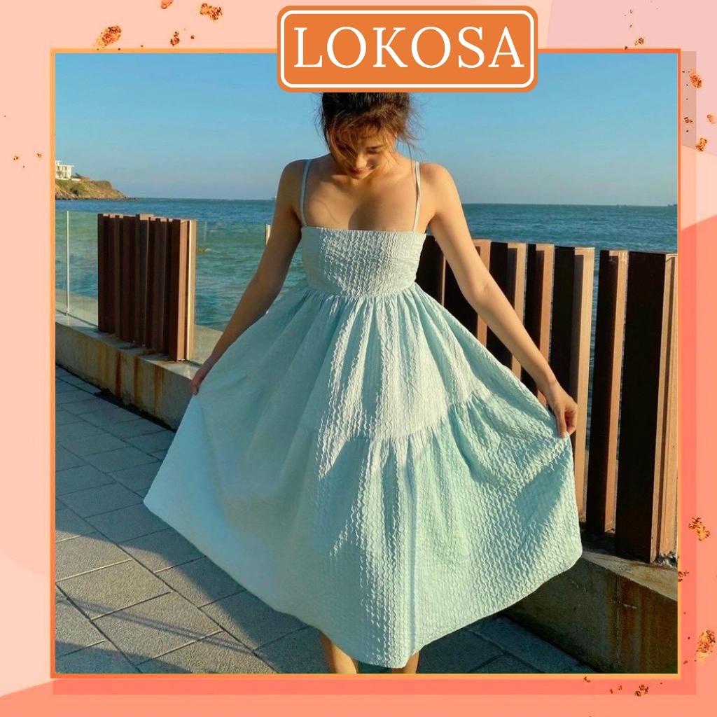 Đầm Dự Tiệc LOKOSA Váy Babydoll Dáng Dài 2 Dây Thiết Kế Hở Lưng Phong Cách Hàn Quốc Công Chúa Đi Dự Tiệc Đi Chơi VD078 | BigBuy360 - bigbuy360.vn