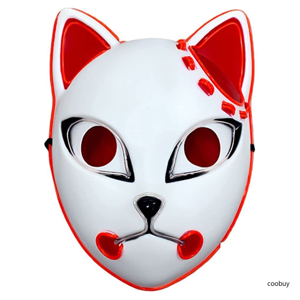 Mặt nạ đèn LED màu dạ quang hóa trang nhân vật hoạt hình anime Nhật Bản Demon Slayer thích hợp cho Halloween
