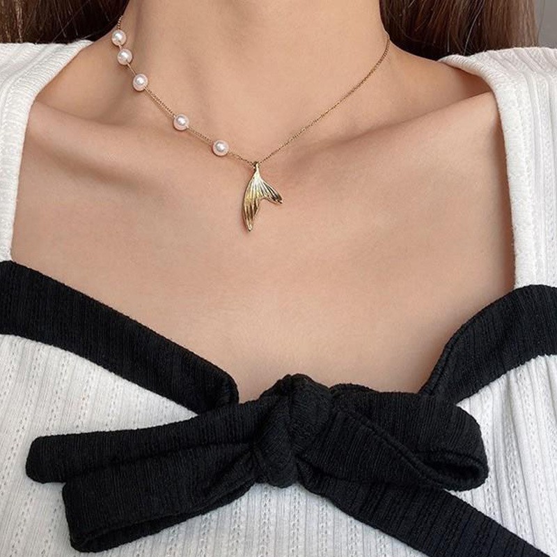 Vòng cổ dây chuyền nữ dễ thương thanh lịch  Đuôi cá nhẹ nhàng phong cách Lolita hàn quốc V109